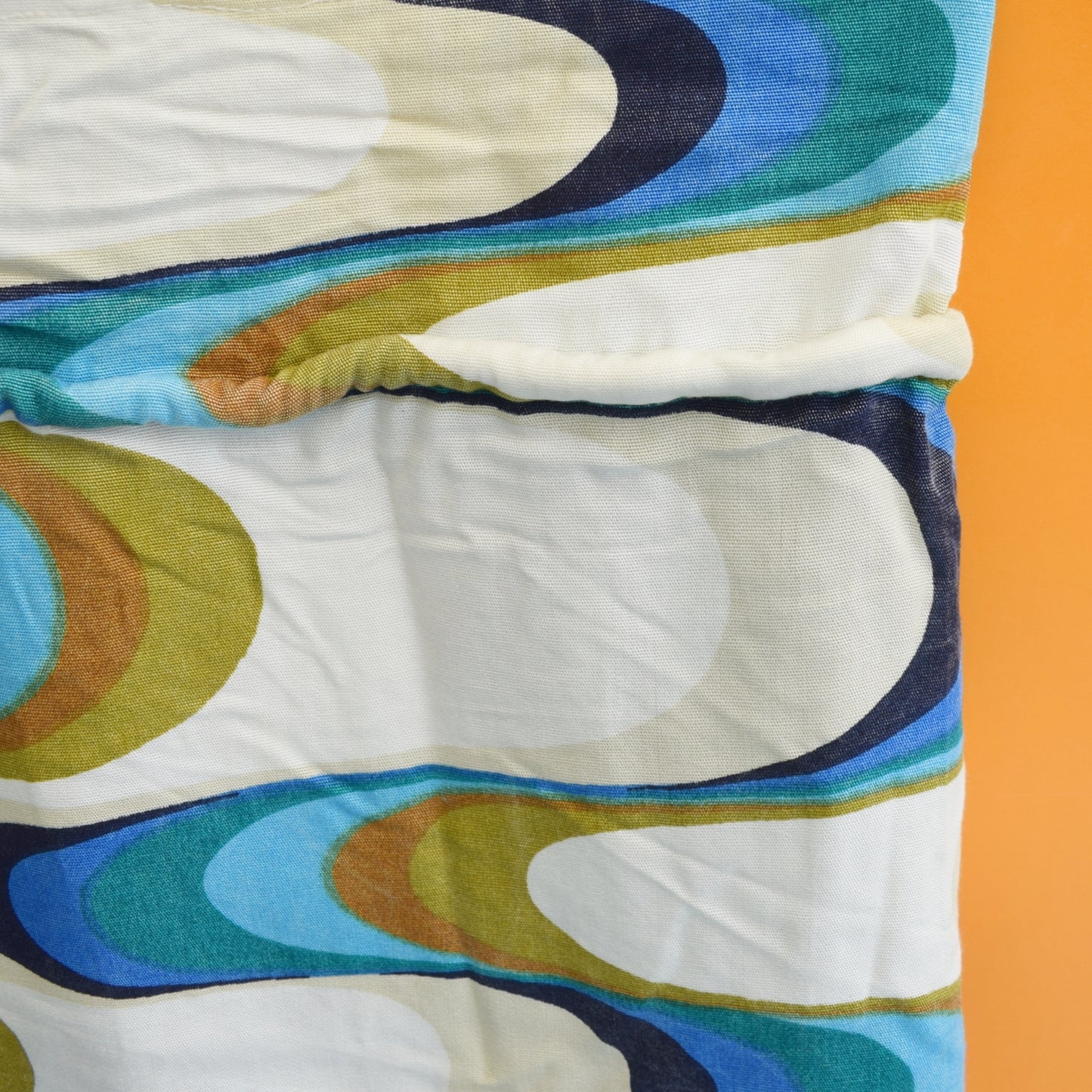 Vintage 1960s Geometric Fabric - Brown & Blues -Swirl