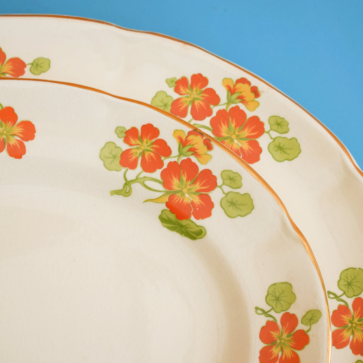 Vintage 1940s Meat Plates - Nasturtiums - Newhall/ Wedgwood by Vintage