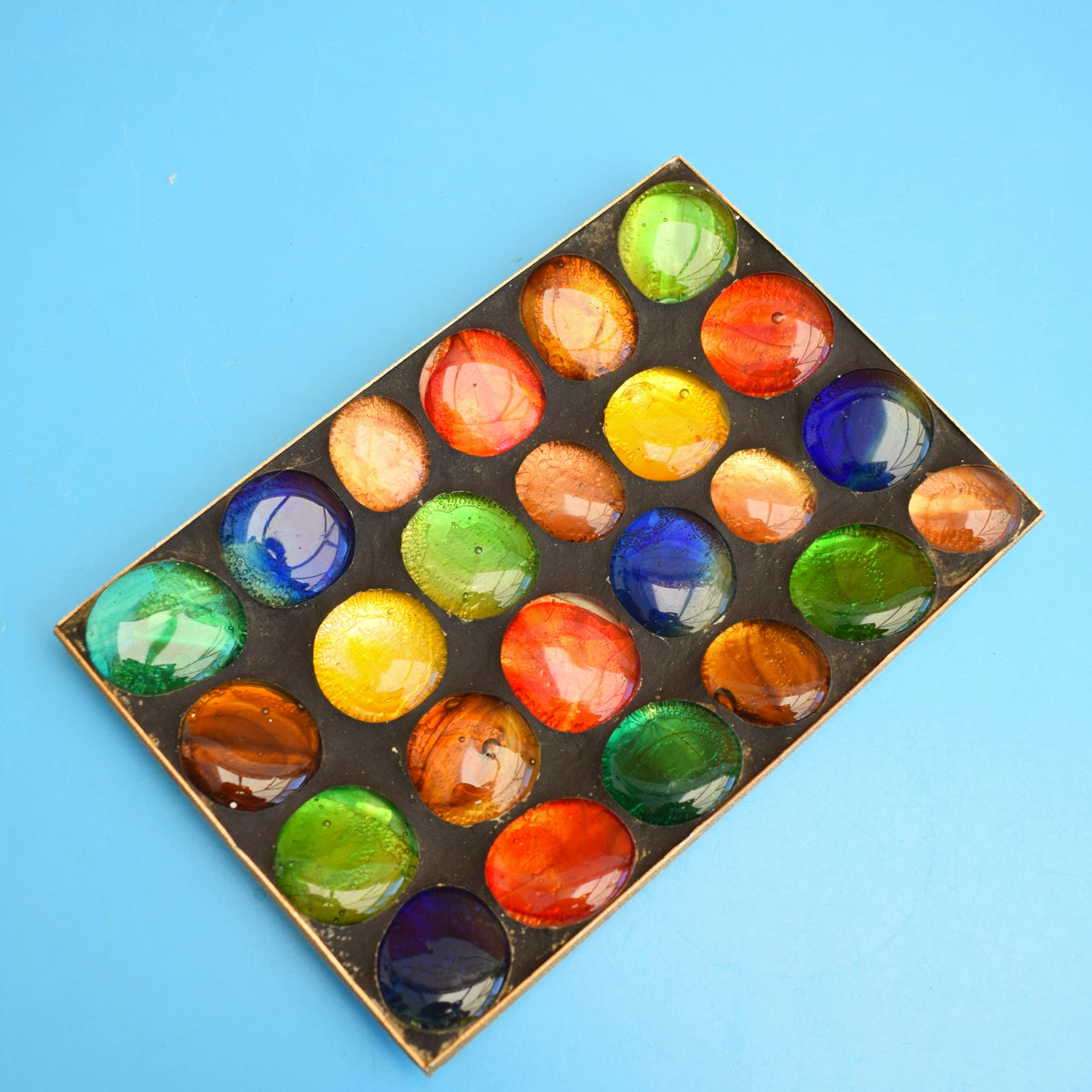 Vintage 1960s Glass / Metal Decorative Dish - Rainbow . by Pineapple Retro