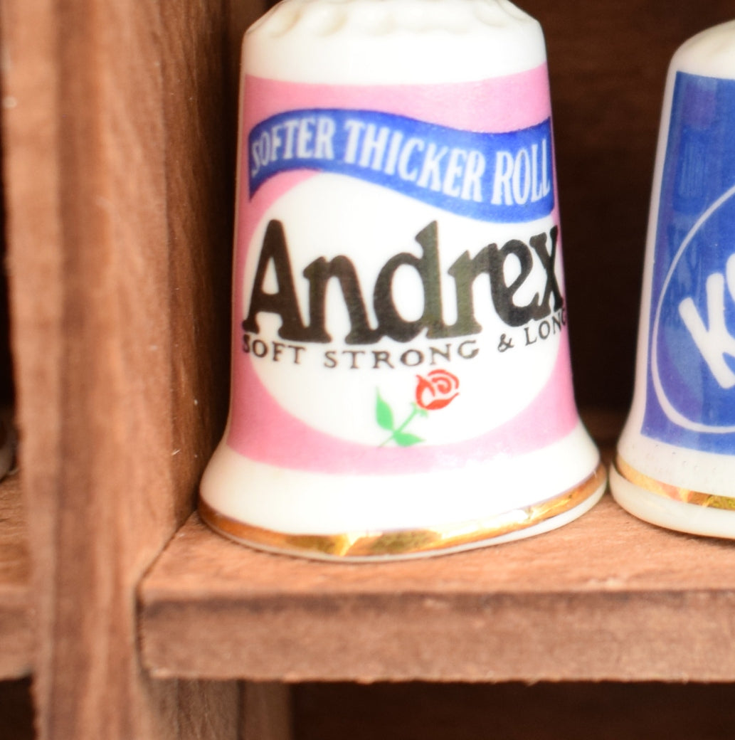 Vintage 1990s Advertising Bone China Thimbles - Brands by Vintage