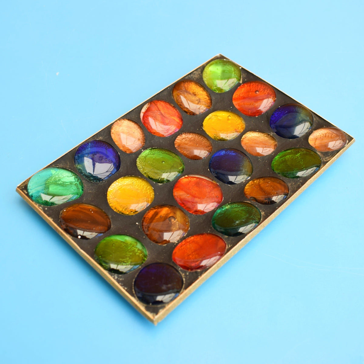 Vintage 1960s Glass / Metal Decorative Dish - Rainbow . by Pineapple Retro
