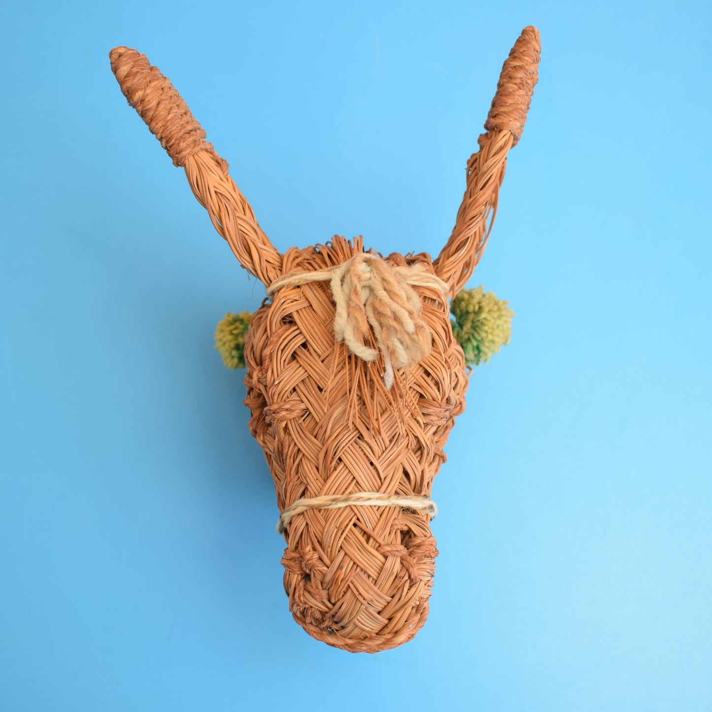 Vintage 1960s Kitsch Straw Wall Mounted Donkey