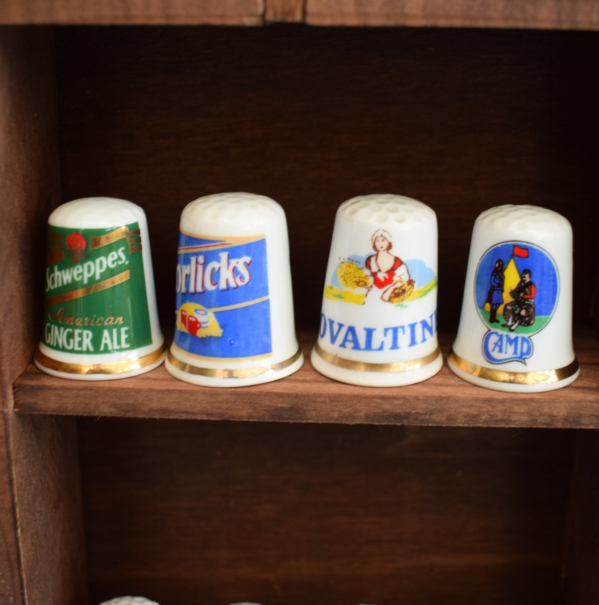 Vintage 1990s Advertising Bone China Thimbles - Brands by Vintage