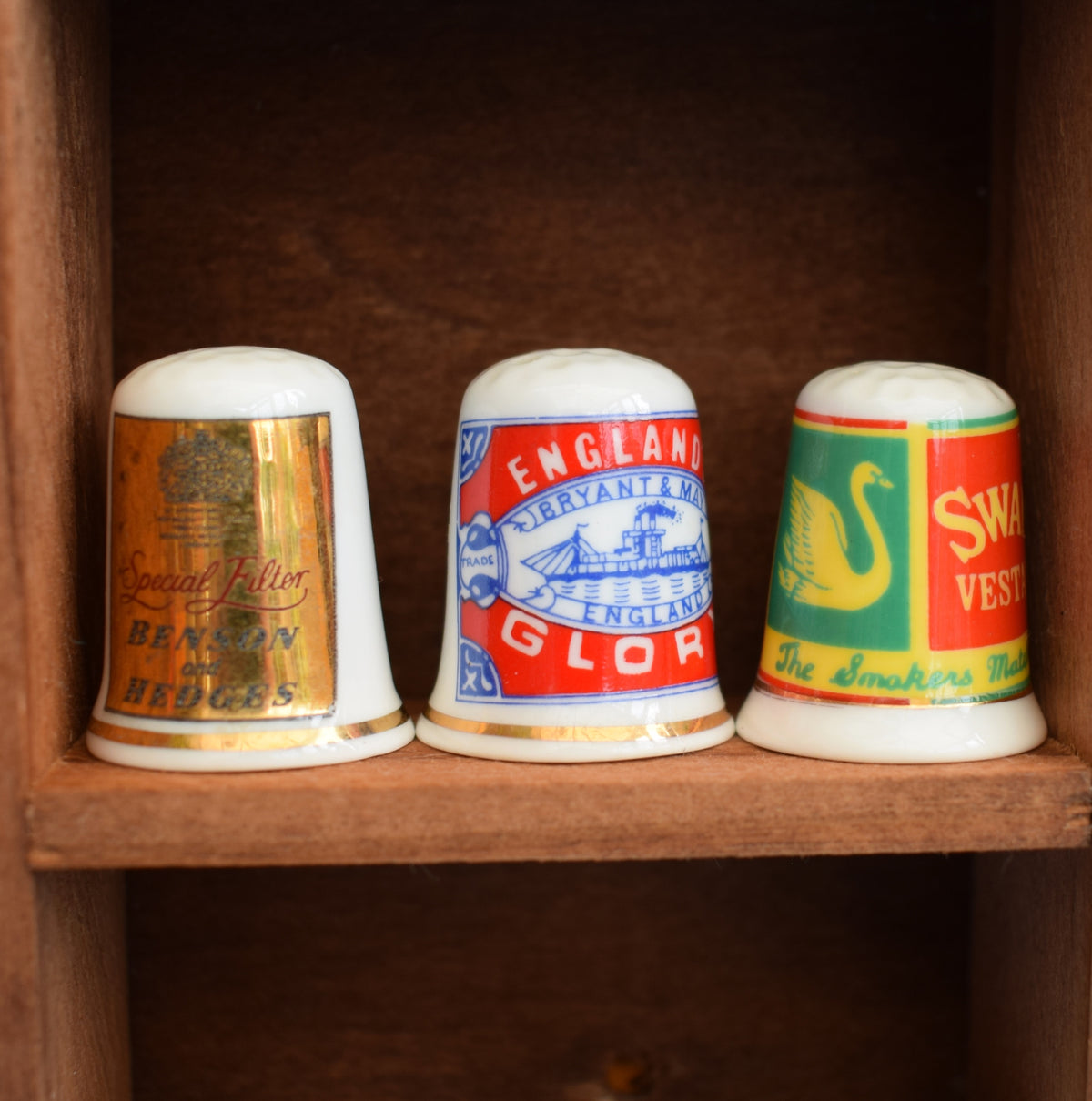Vintage 1990s Advertising Bone China Thimbles - Brands by Vintage