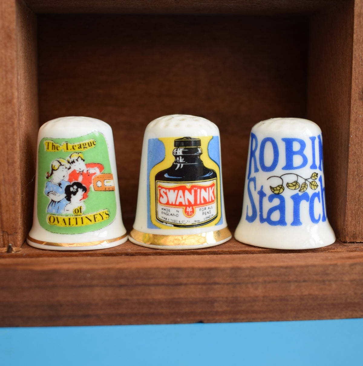 Vintage 1990s Advertising Bone China Thimbles - Brands by Vintage