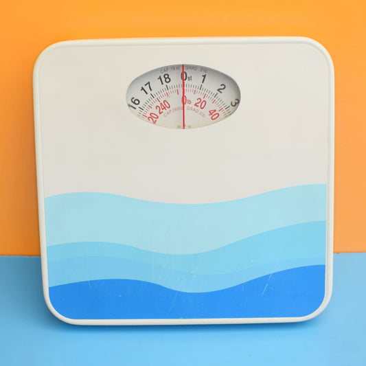 Vintage 1970s Bathroom Scales - Blue Swirls