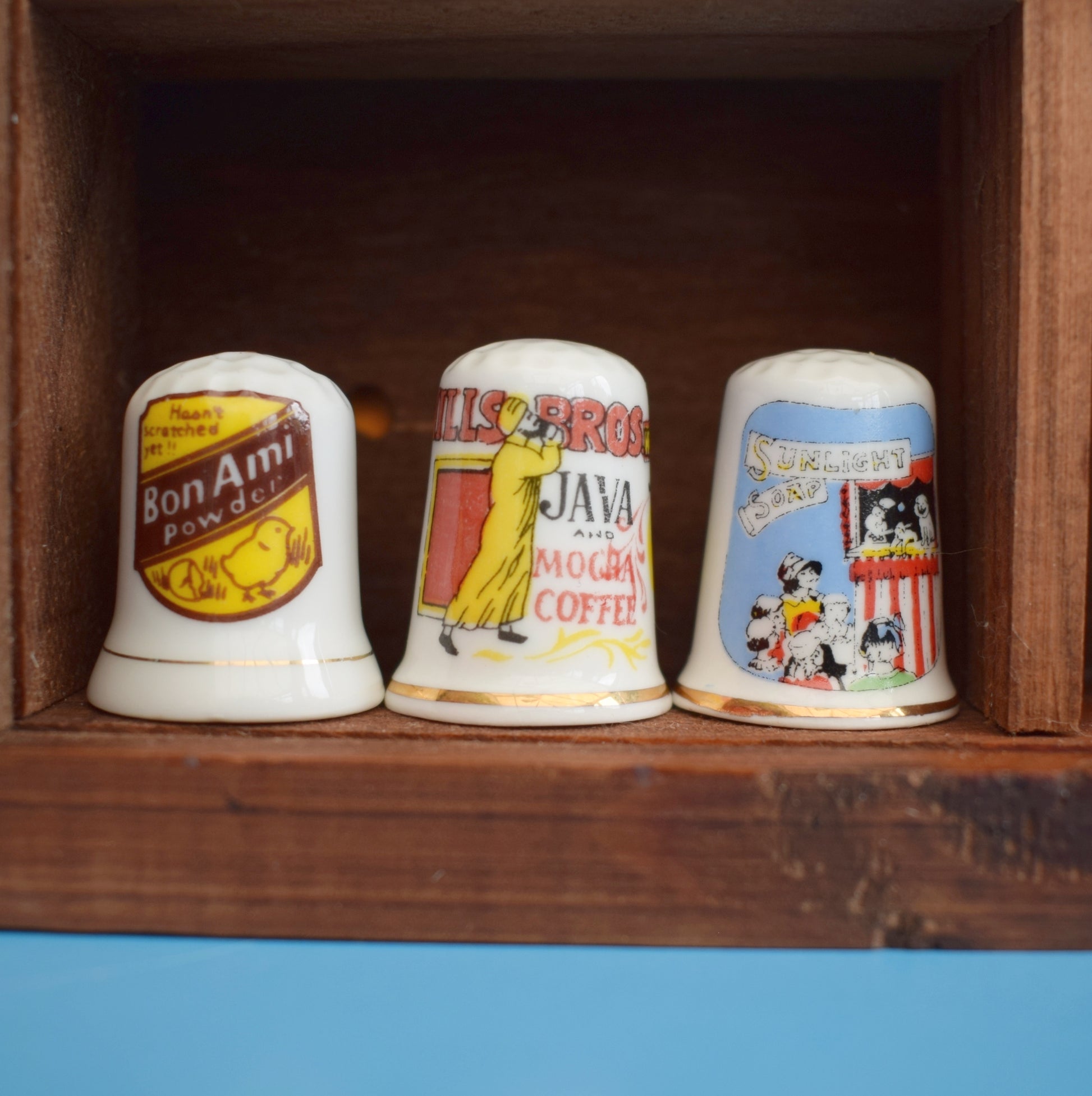 Vintage 1990s Advertising Bone China Thimbles - Brands by Vintage