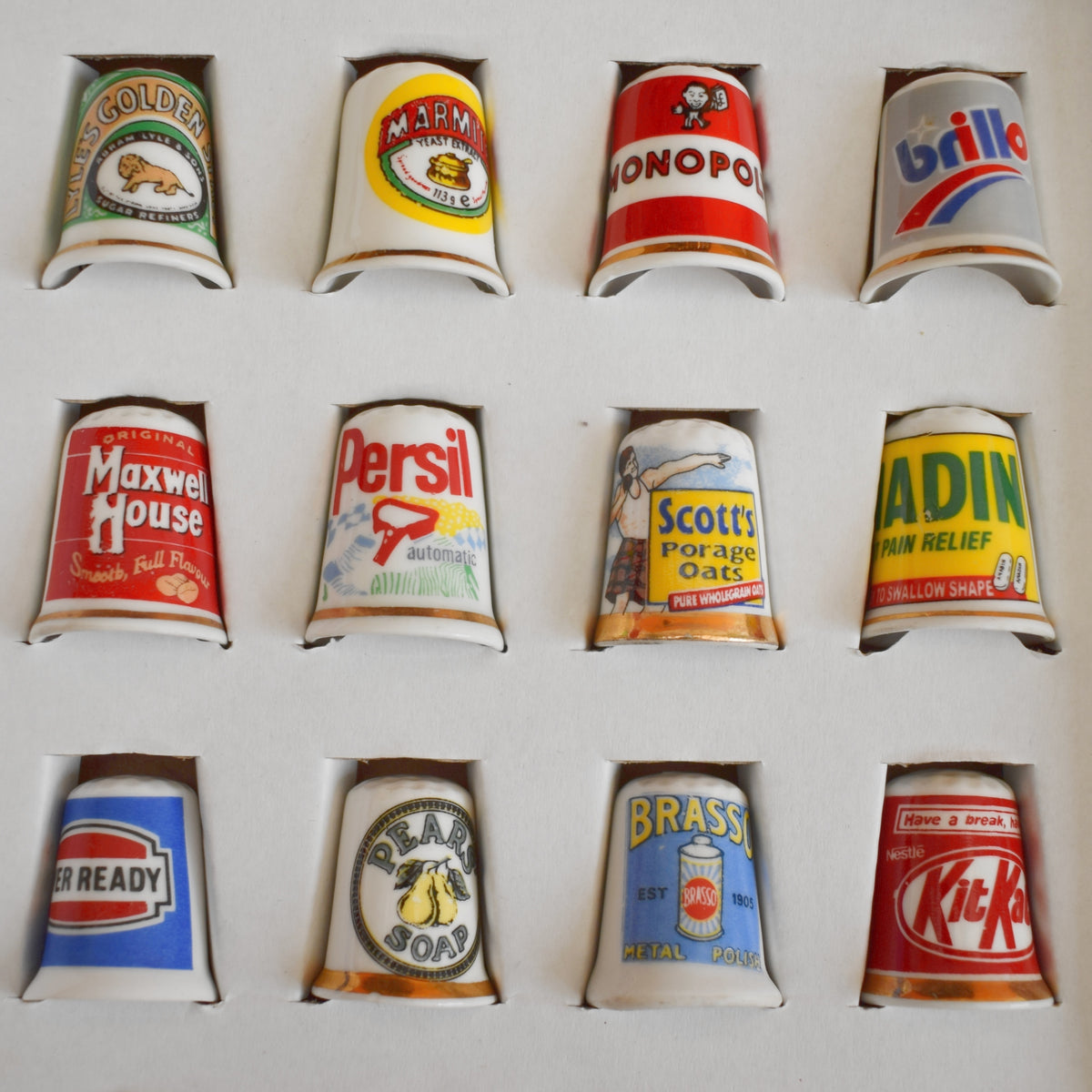 Vintage 1990s Advertising Bone China Thimbles - Brands by Vintage