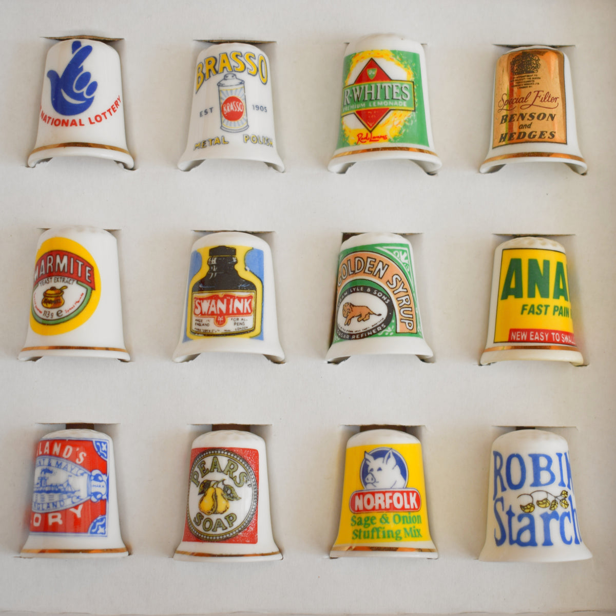 Vintage 1990s Advertising Bone China Thimbles - Brands by Vintage