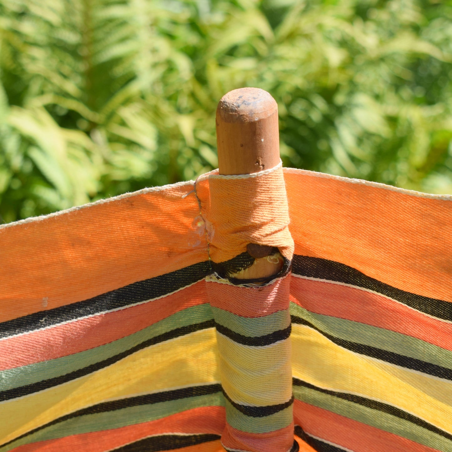 Vintage 1970s Wind Break - Coral Pink / Lemon/ Orange Yellow Stripes by Vintage
