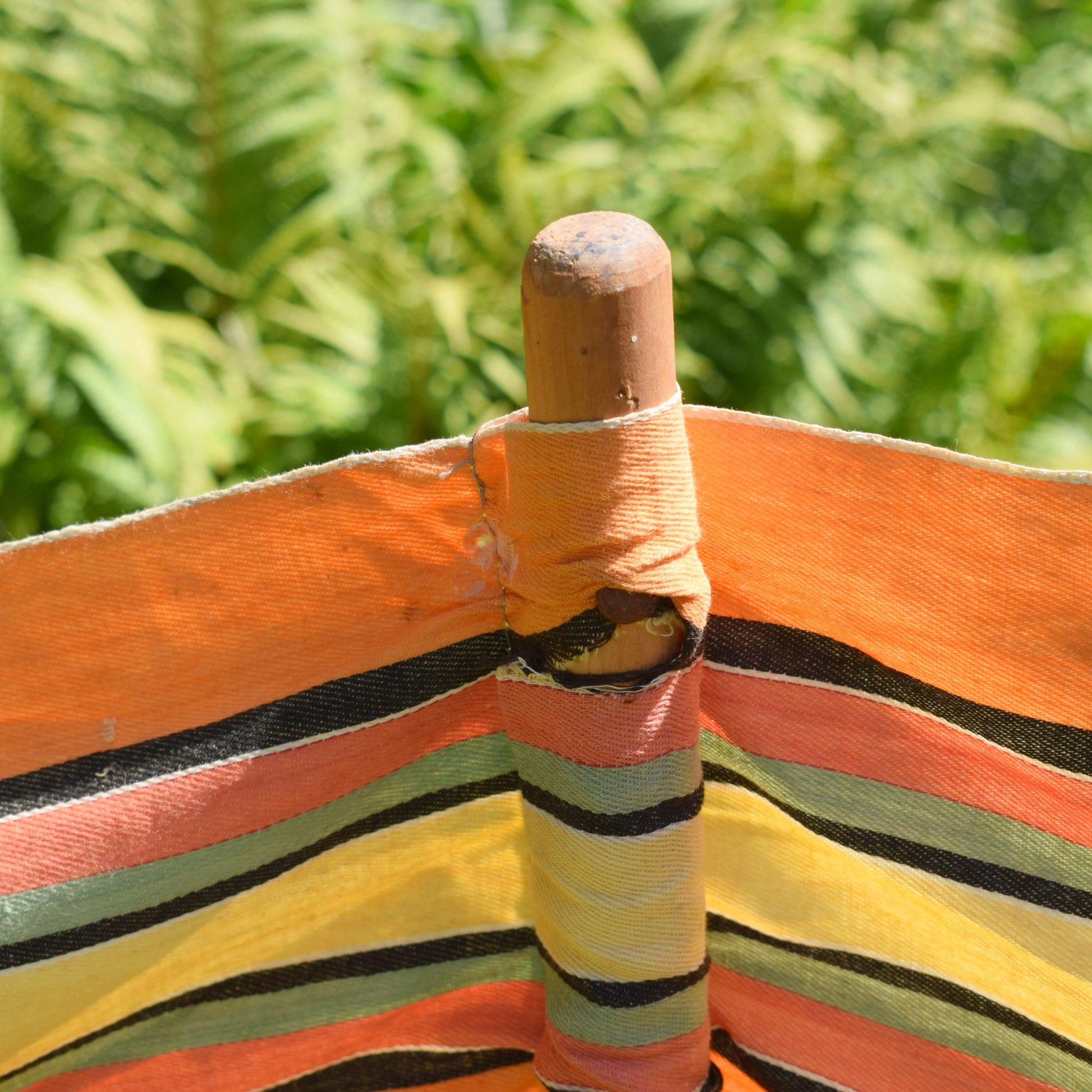 Vintage 1970s Wind Break - Coral Pink / Lemon/ Orange Yellow Stripes by Vintage