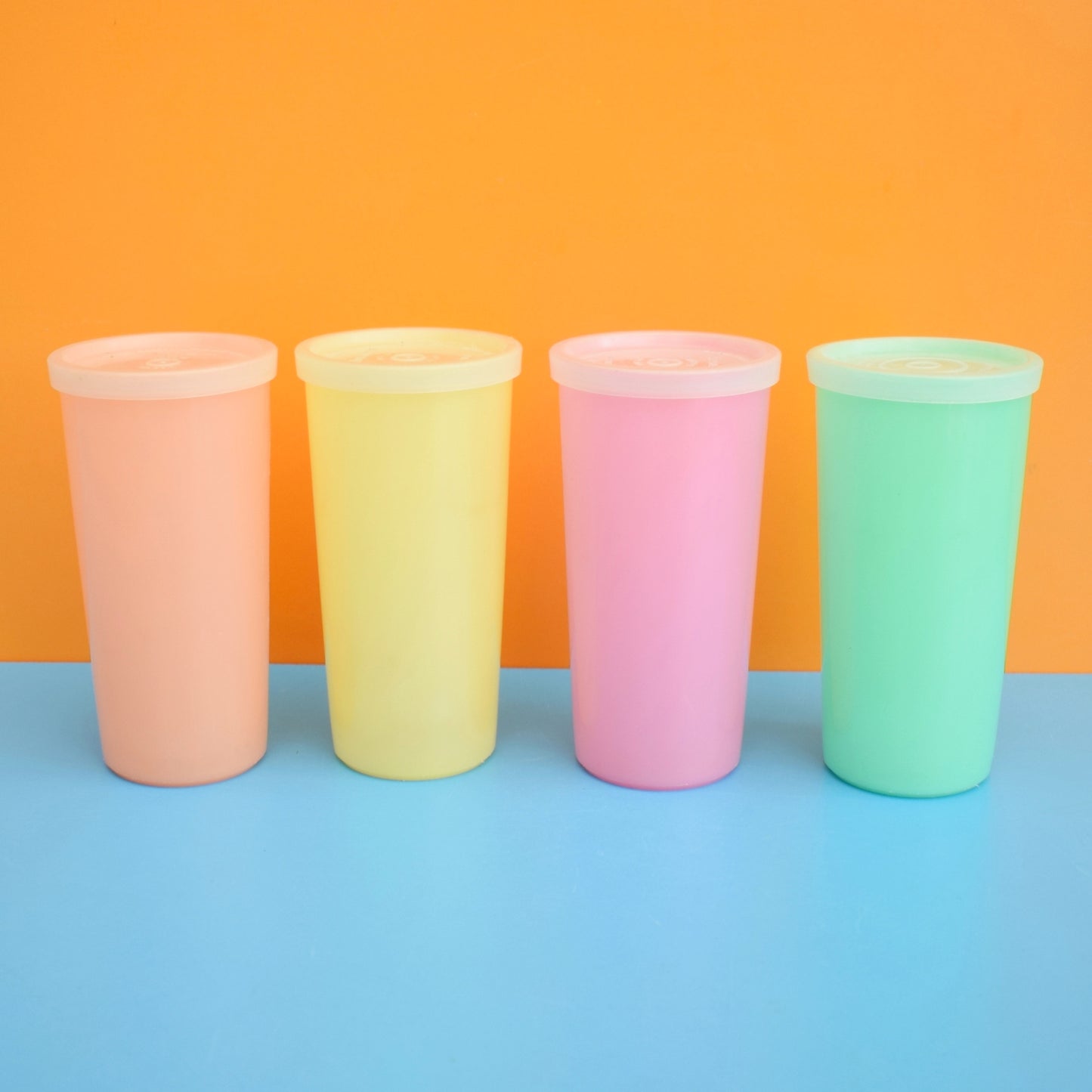 Vintage 1960s Plastic Tupperware Lidded Containers - Pastel Colours . by Pineapple Retro