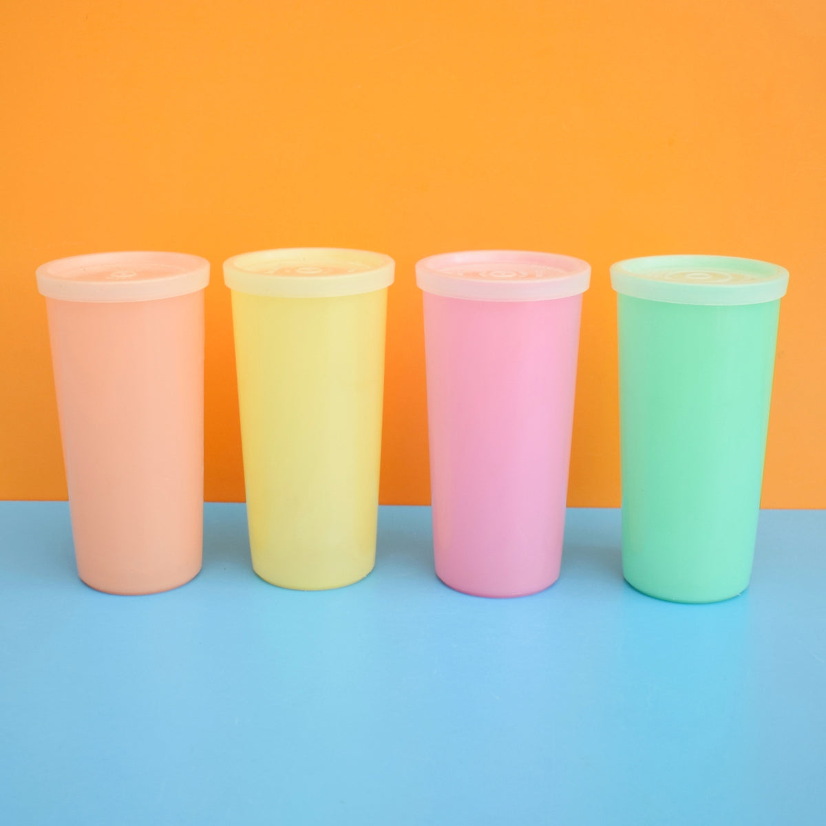 Vintage 1960s Plastic Tupperware Lidded Containers - Pastel Colours . by Pineapple Retro