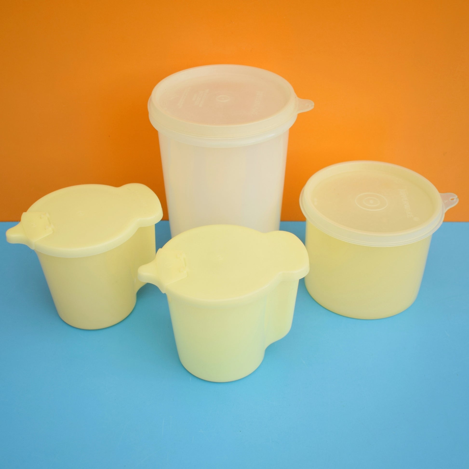 Vintage 1960s Plastic Tupperware Lidded Containers - Pastel Colours . by Pineapple Retro