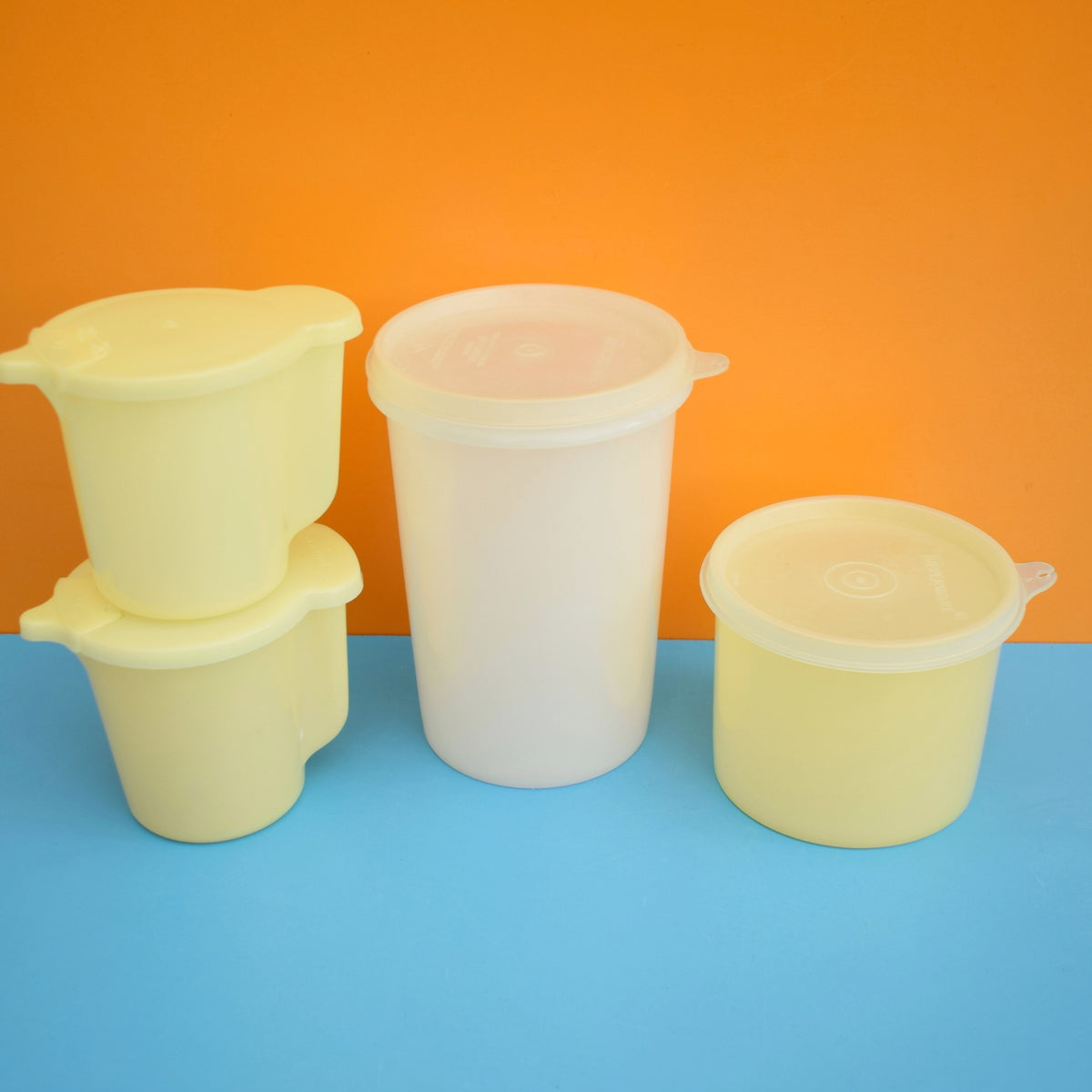 Vintage 1960s Plastic Tupperware Lidded Containers - Pastel Colours . by Pineapple Retro
