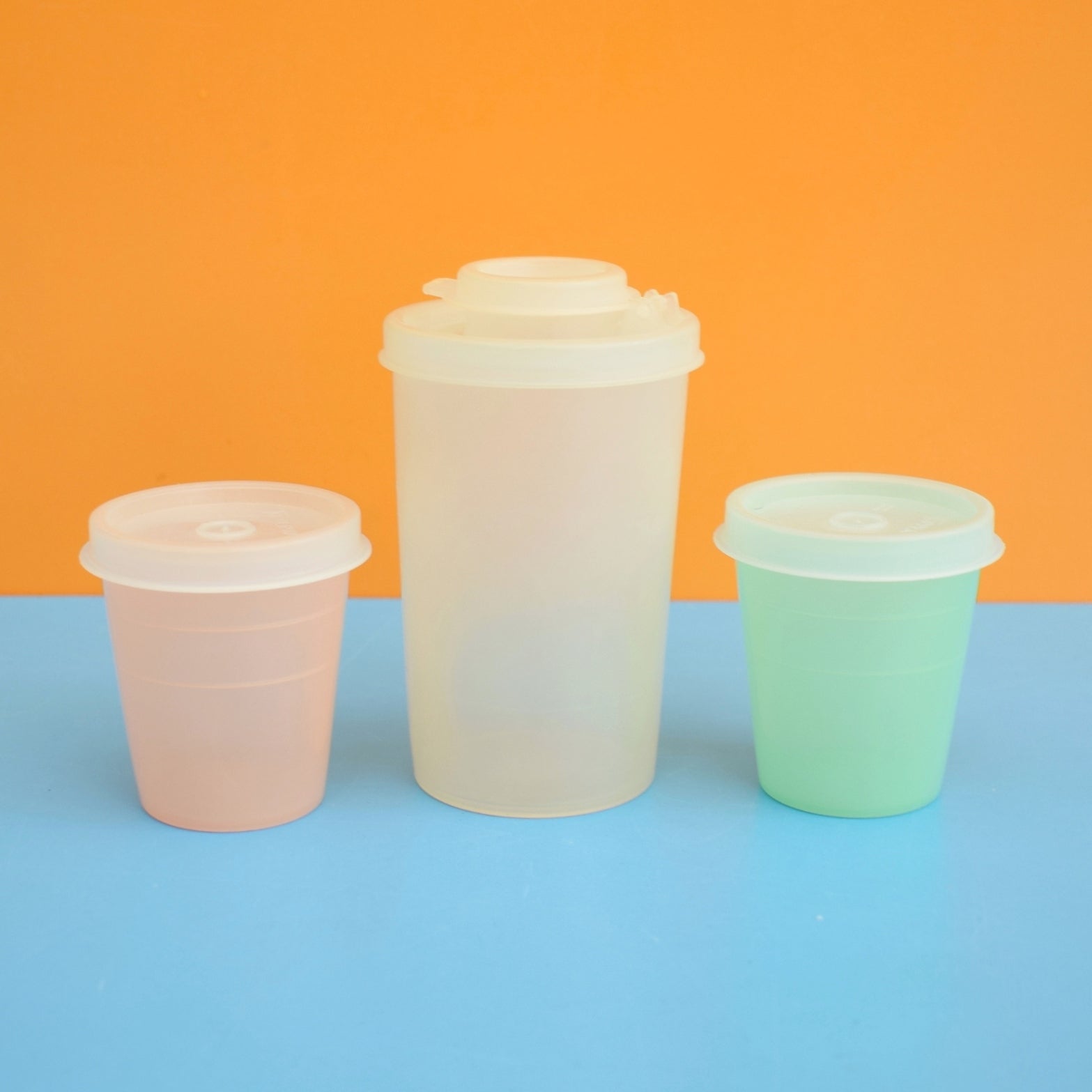 Vintage 1960s Plastic Tupperware Lidded Containers - Pastel Colours . by Pineapple Retro