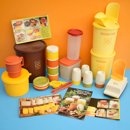 Vintage 1970s Tupperware Containers - Red/ Orange / Yellow / Green / Cream by Pineapple Retro