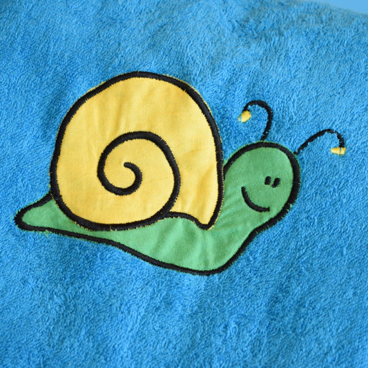 Vintage 1980s Towel Set - Snail Design - Blue