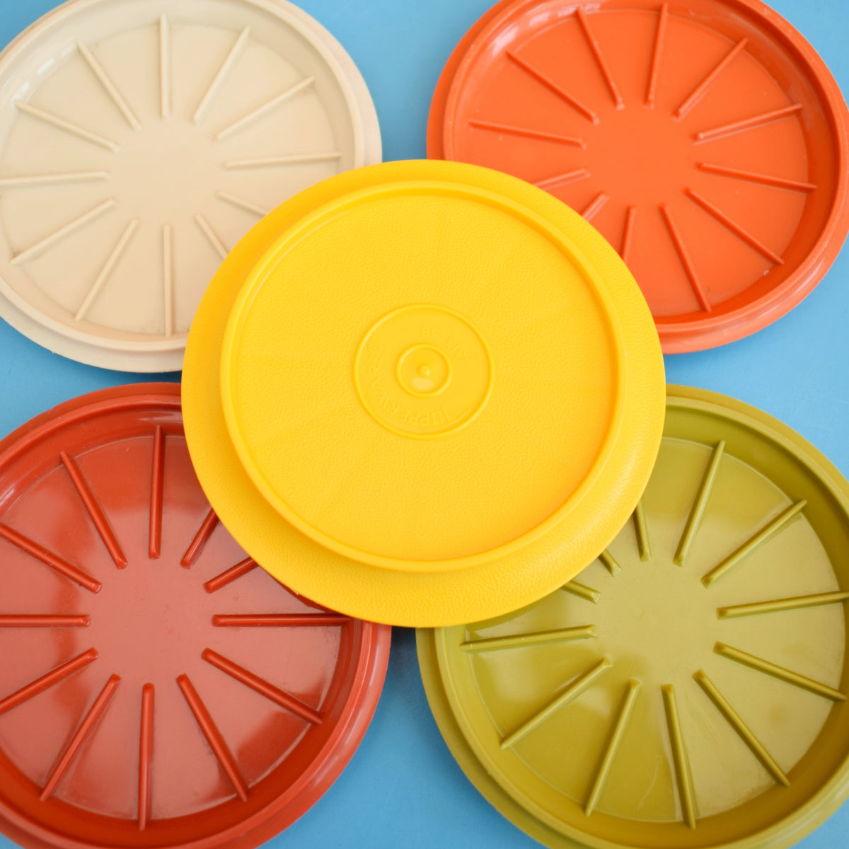 Vintage 1970s Tupperware Containers - Red/ Orange / Yellow / Green / Cream by Pineapple Retro