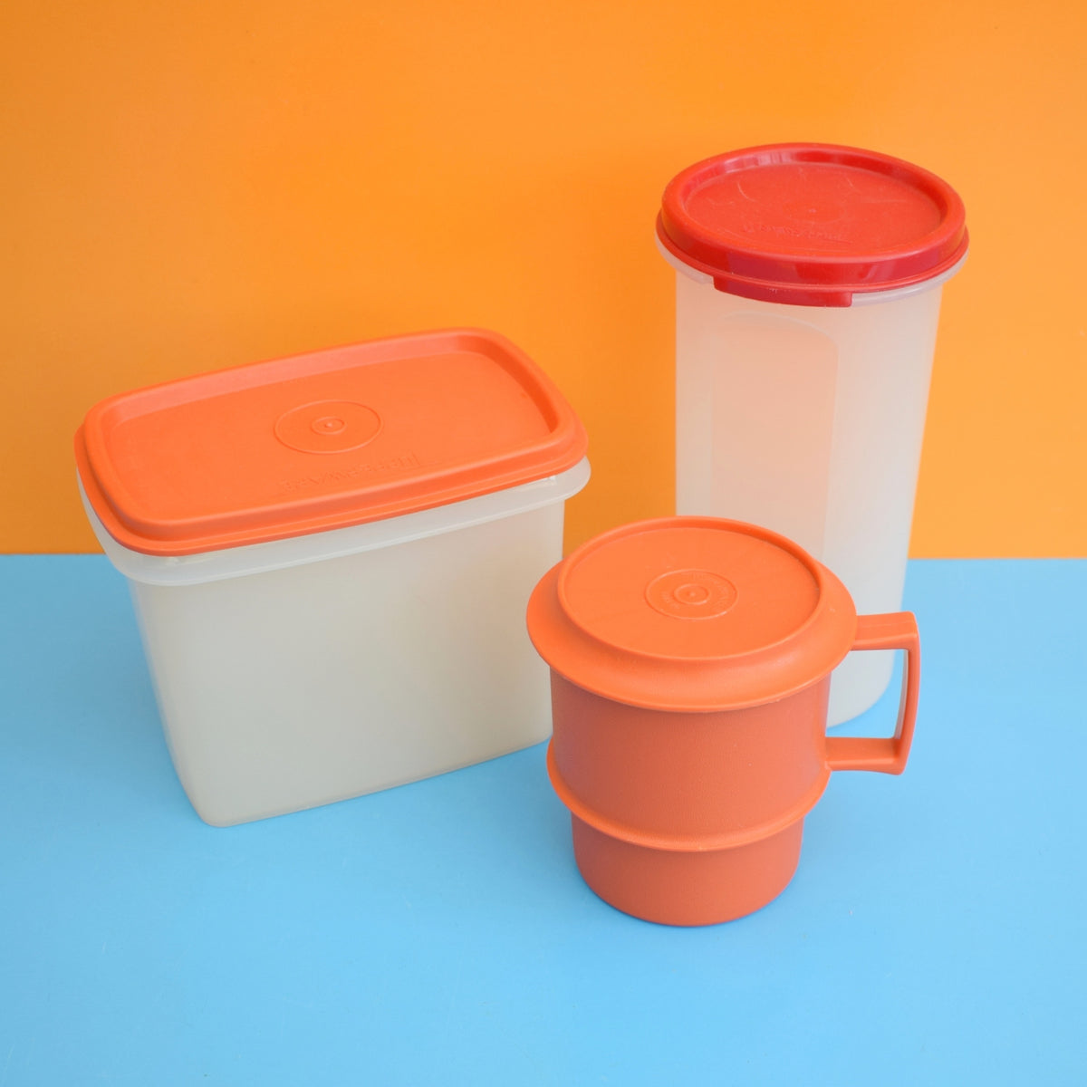 Vintage 1970s Tupperware Containers - Red/ Orange / Yellow / Green / Cream by Pineapple Retro