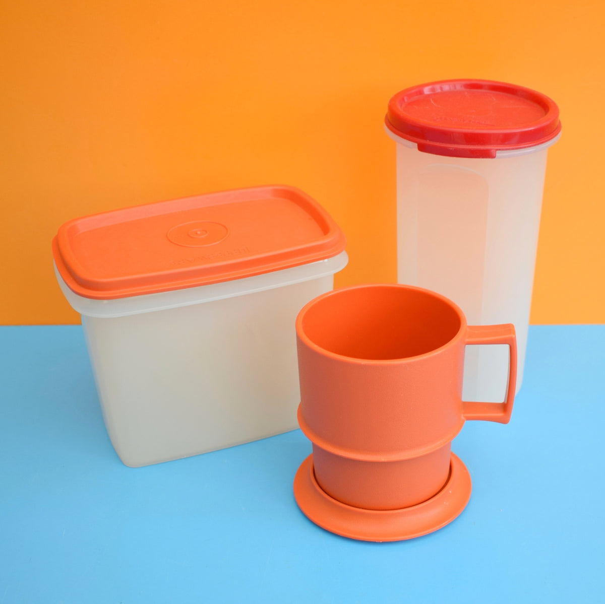 Vintage 1970s Tupperware Containers - Red/ Orange / Yellow / Green / Cream by Pineapple Retro