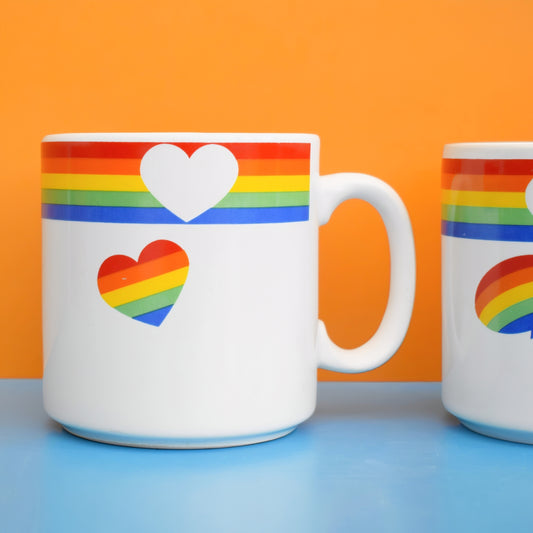 Vintage 1980s Mugs- Rainbow Heart / Balloons - Russ by Vintage