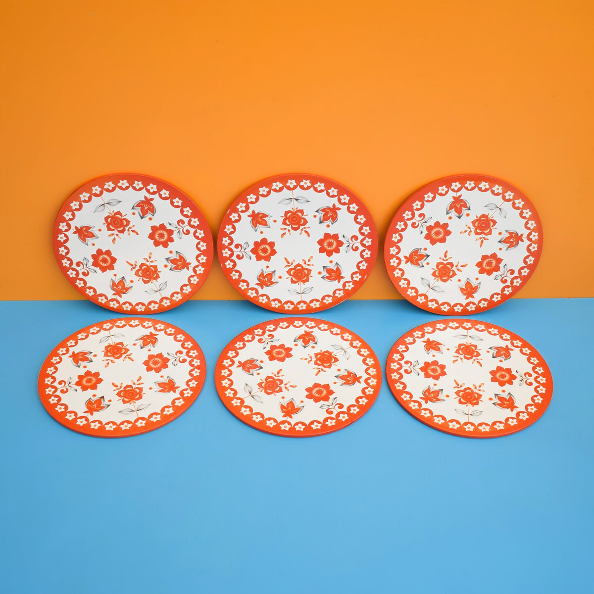 Vintage 1960s Taunton Vale Placemats - Flower Power - Orange by Vintage