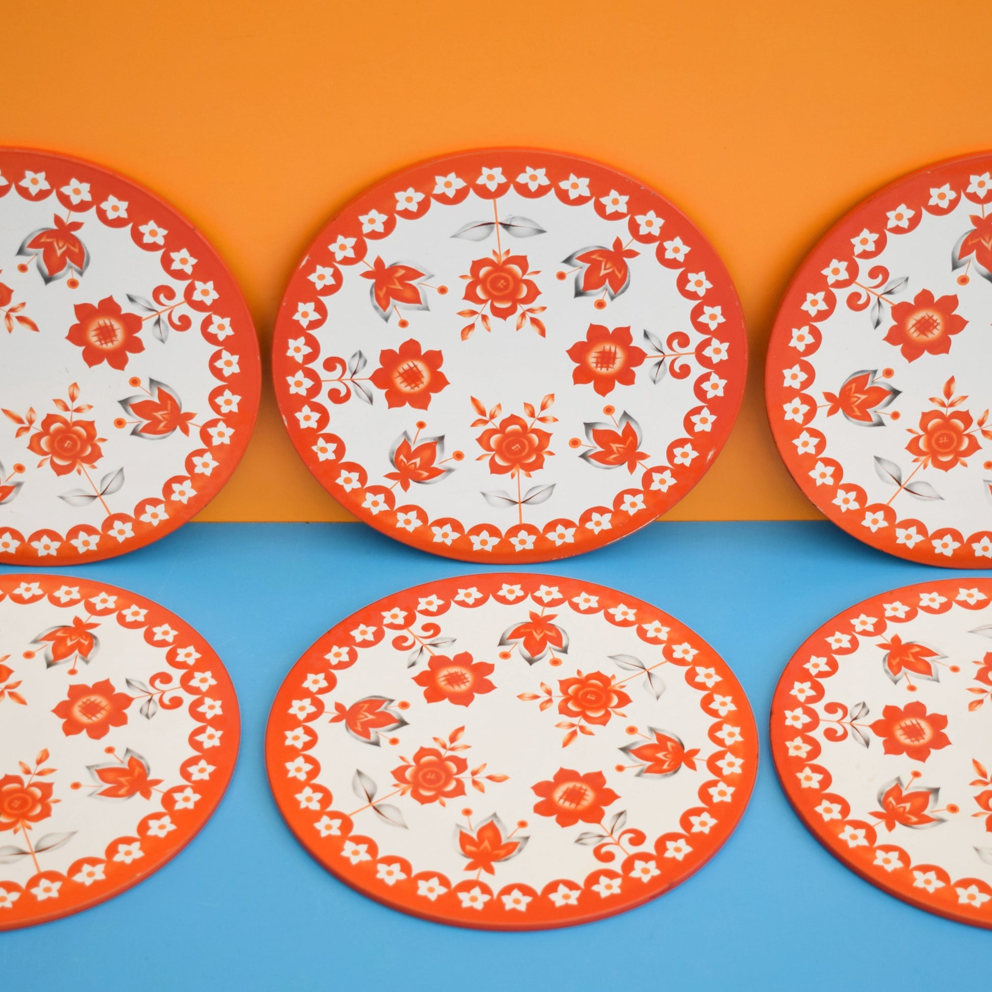 Vintage 1960s Taunton Vale Placemats - Flower Power - Orange by Vintage