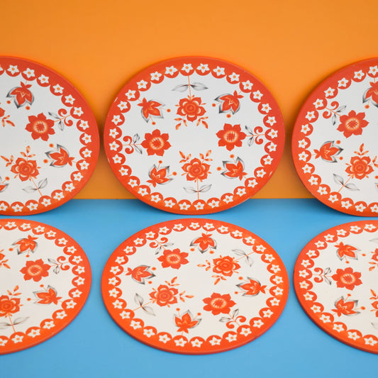 Vintage 1960s Taunton Vale Placemats - Flower Power - Orange by Vintage