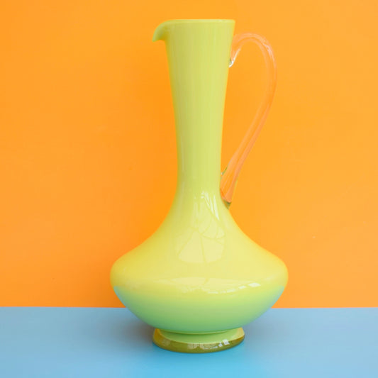 Vintage 1960s Cased Glass Vase / Jug - Lime Green - Italy by Pineapple Retro