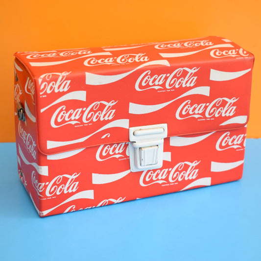 Vintage 1980s Vinyl Box Bag / Storage - Coke