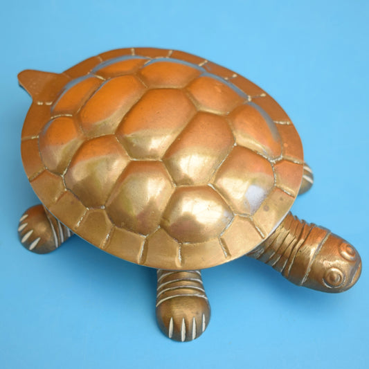 Vintage 1970s Brass Tortoise Lidded Container