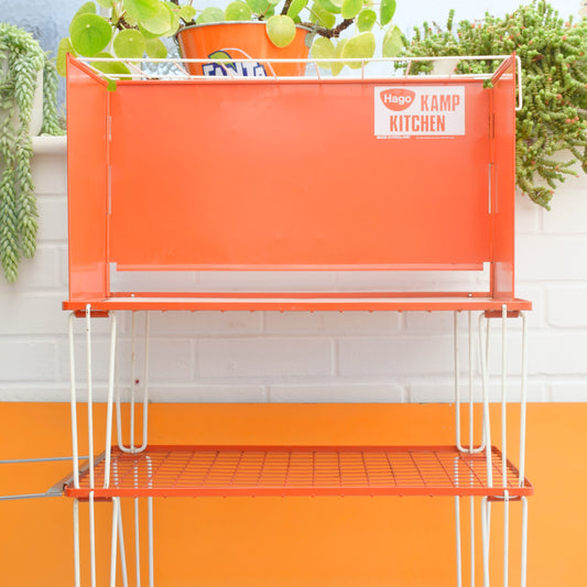 Vintage 1970s Folding Camping Tables - Orange