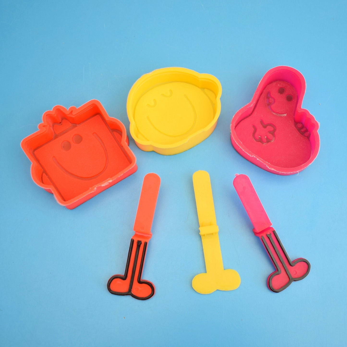 Vintage 1980s Mr Men Lolly Moulds / Ice Lollies x3 by Pineapple Retro