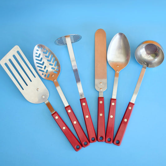Vintage 1960s Kitchen Utensil Set - Red - Skyline