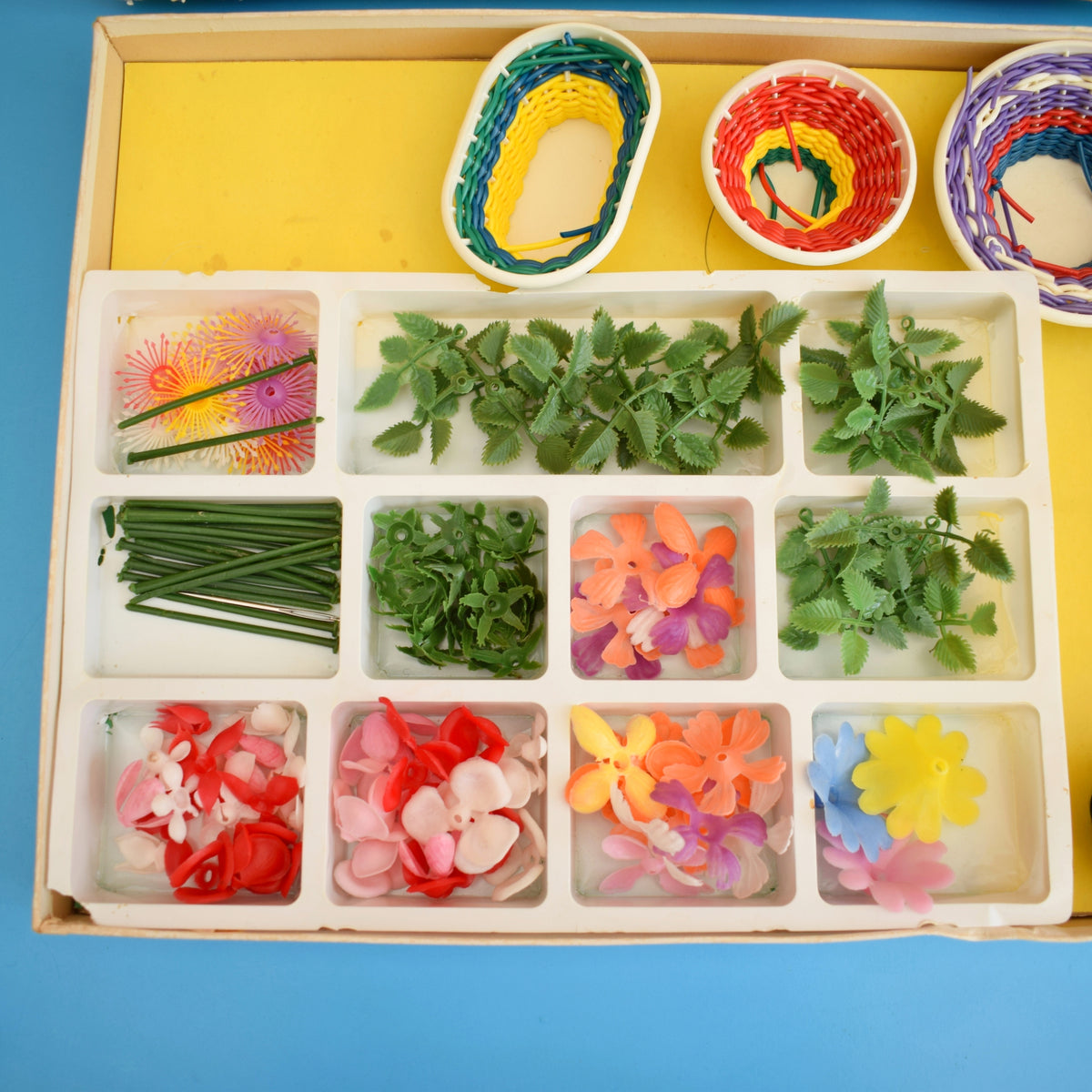 Vintage 1960s Plastic Flower Baskets Kit / Plastic Flower Kit by Pineapple Retro