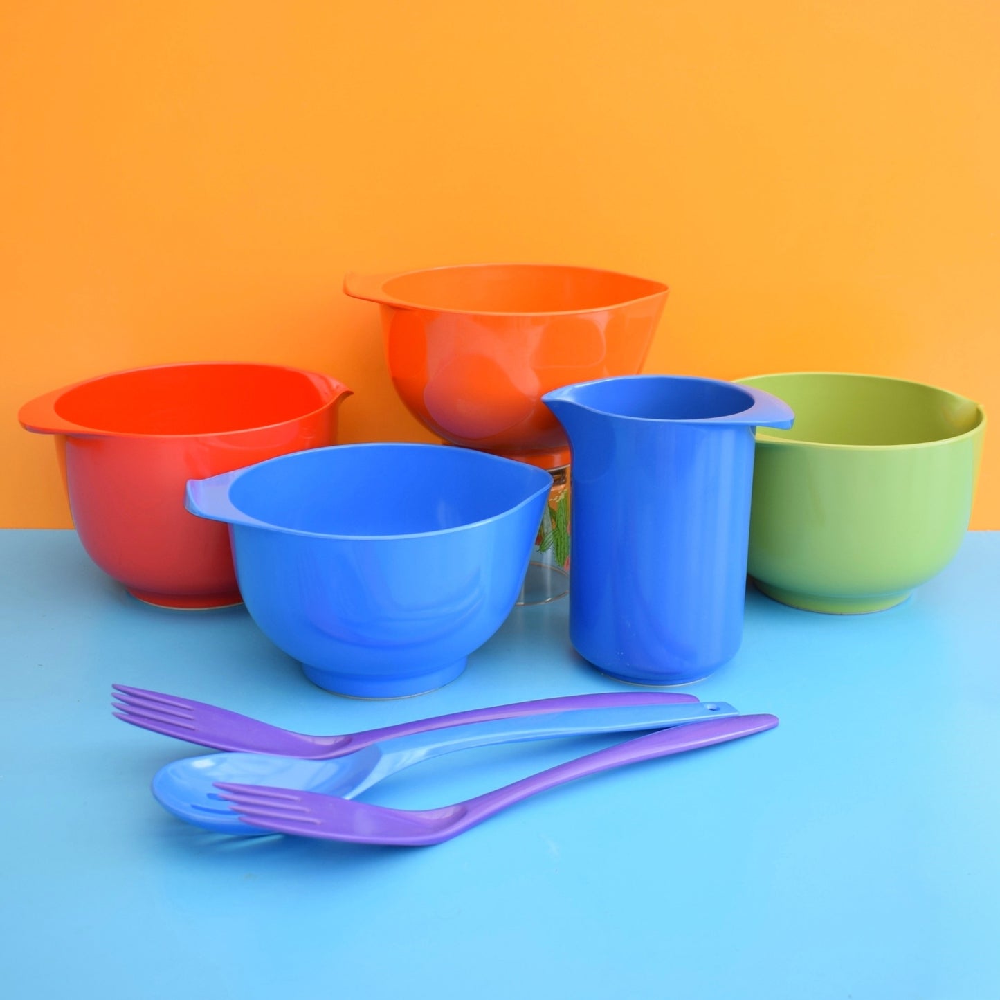 Vintage 1970s Plastic Bowls/ Utensils / Jug - Rosti / Addis