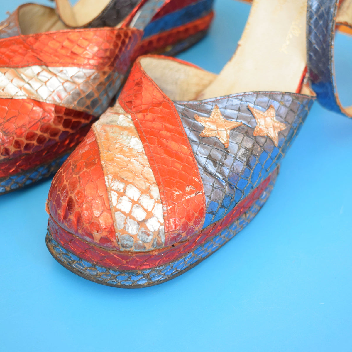 Vintage 1970s Amazing Platform Shoes- Red, White & Blue - Terry De Havilland by Vintage