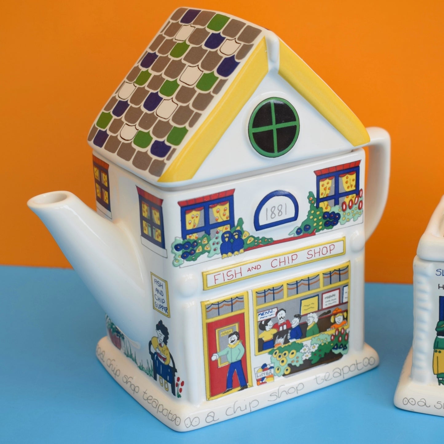 Vintage 1980s Wade China - English Life Range - Chip, Flower & Sweet Shop