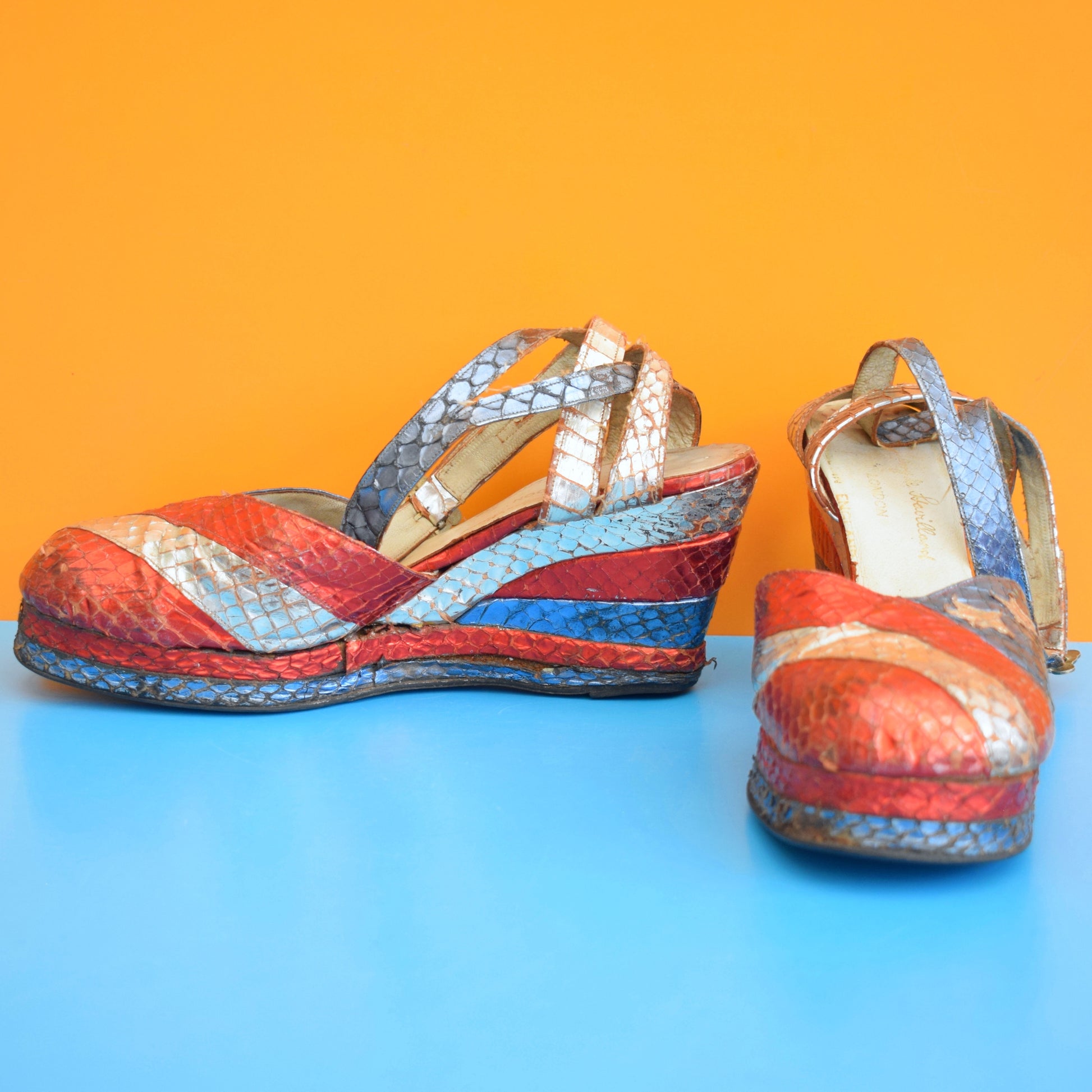 Vintage 1970s Amazing Platform Shoes- Red, White & Blue - Terry De Havilland by Vintage