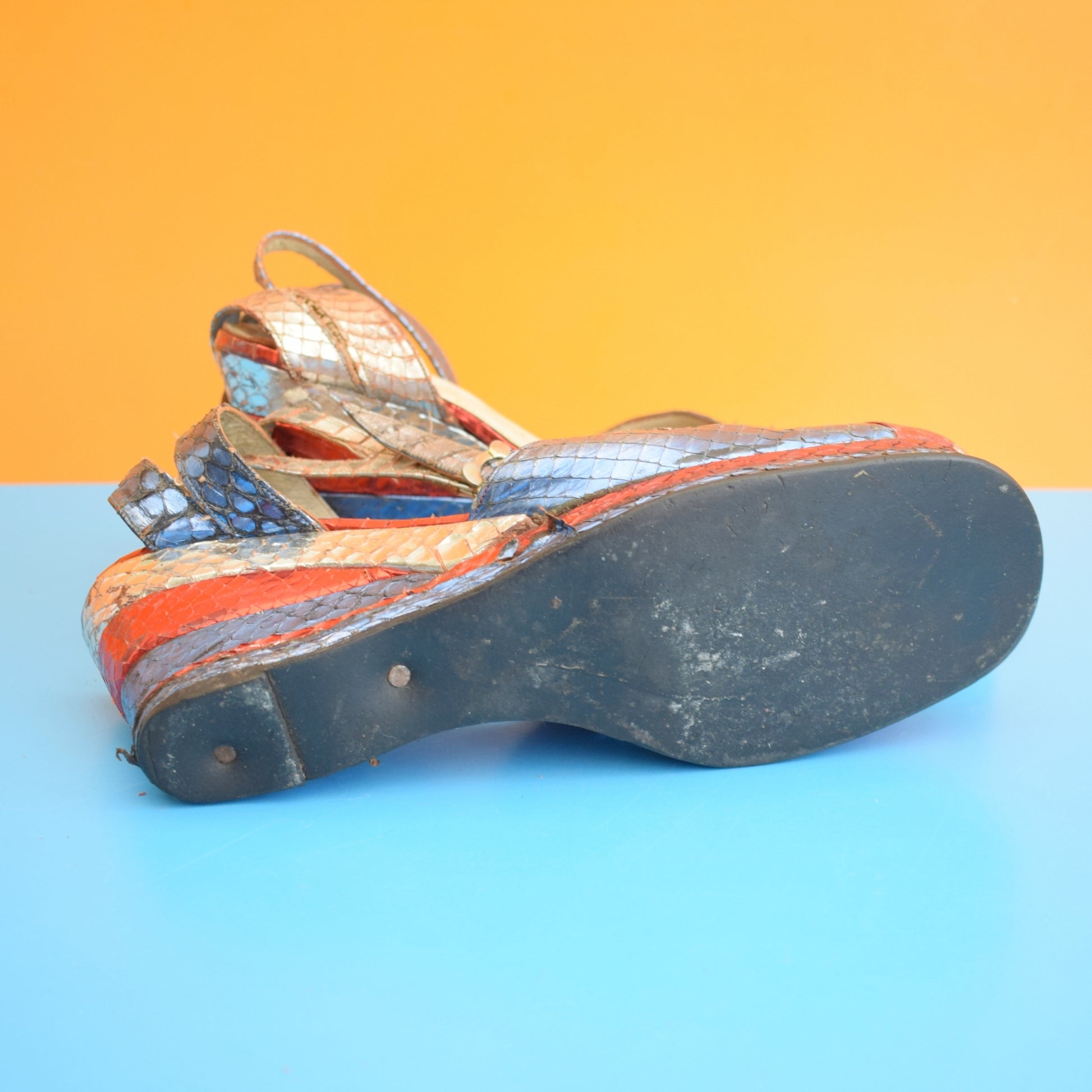 Vintage 1970s Amazing Platform Shoes- Red, White & Blue - Terry De Havilland by Vintage