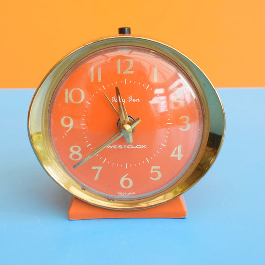 Vintage 1960s Westlclox Baby Ben Alarm Clock - Orange . by Vintage