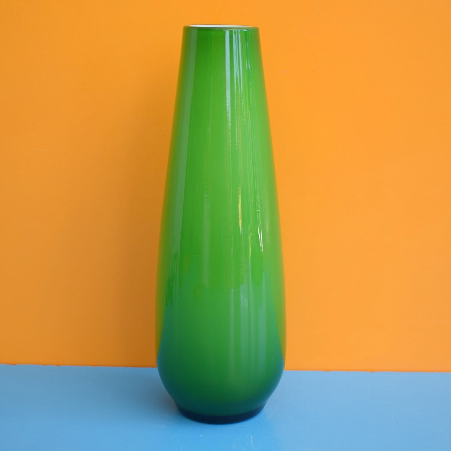 Vintage 1960s Cased Glass Vase - Grass Green