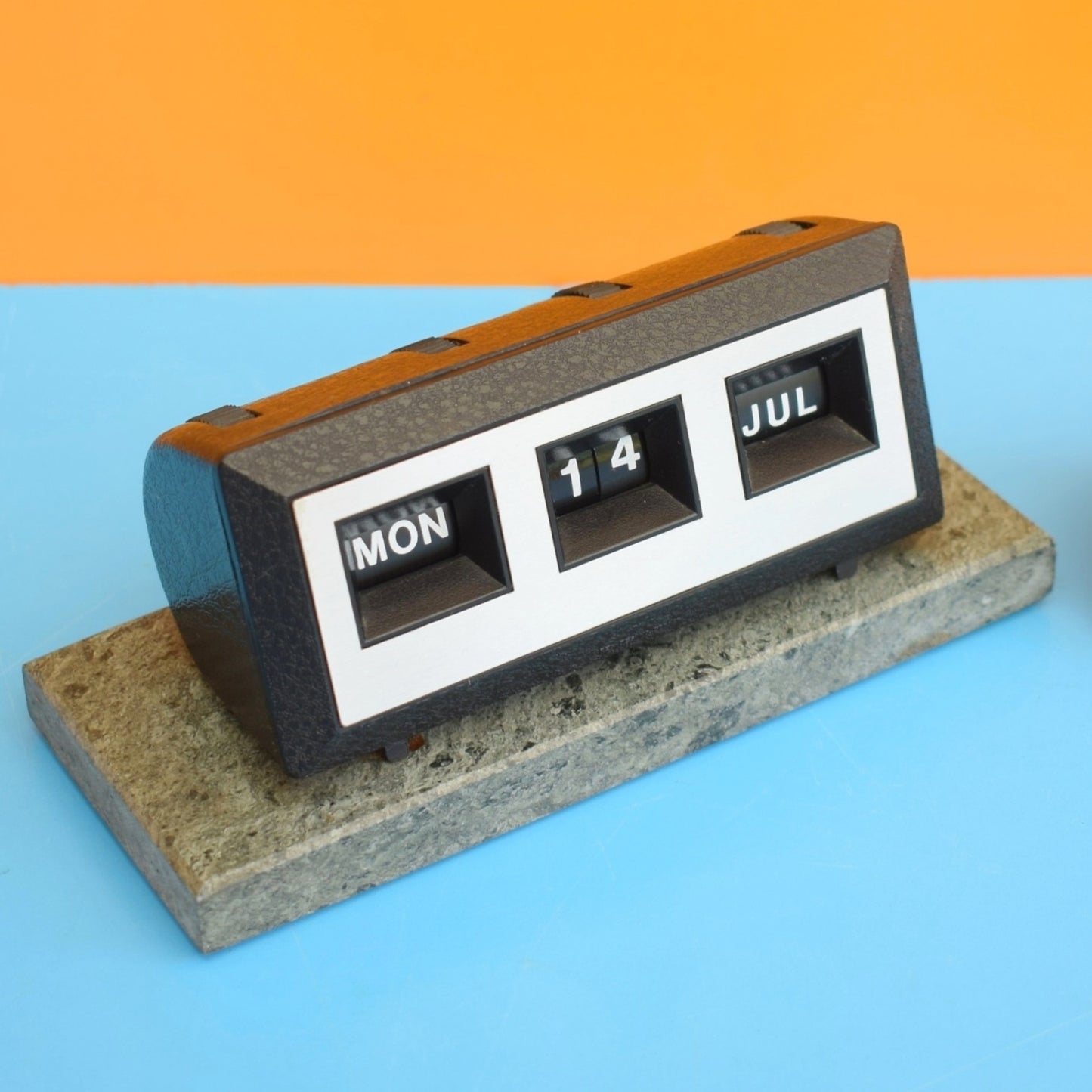 Vintage 1970s Plastic / Granite Perpetual Calendars - Black