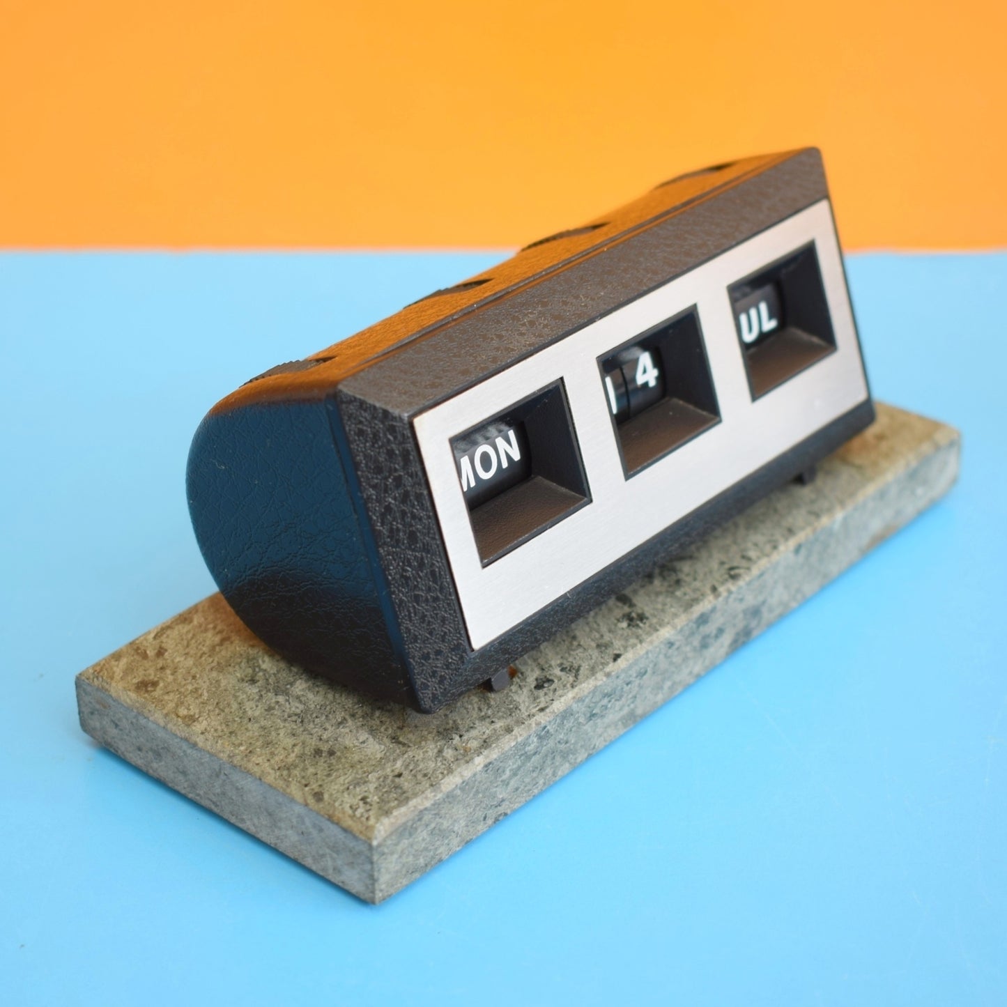 Vintage 1970s Plastic / Granite Perpetual Calendars - Black