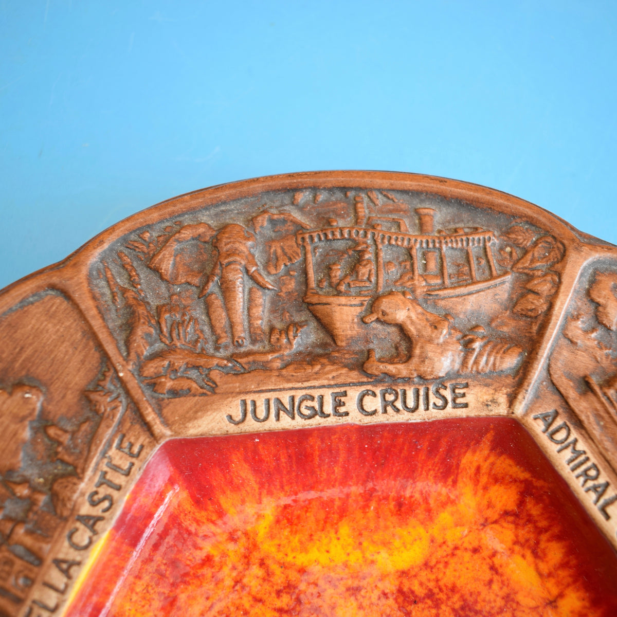 Vintage 1960s Disneyland Ceramic Dish - Orange & Brown by Pineapple Retro