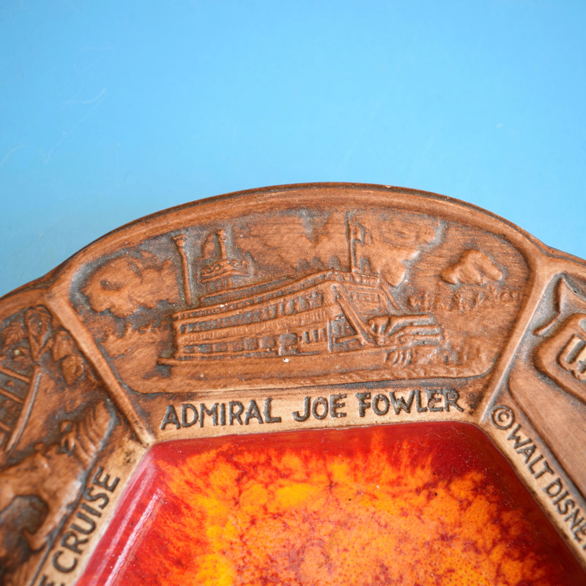 Vintage 1960s Disneyland Ceramic Dish - Orange & Brown by Pineapple Retro