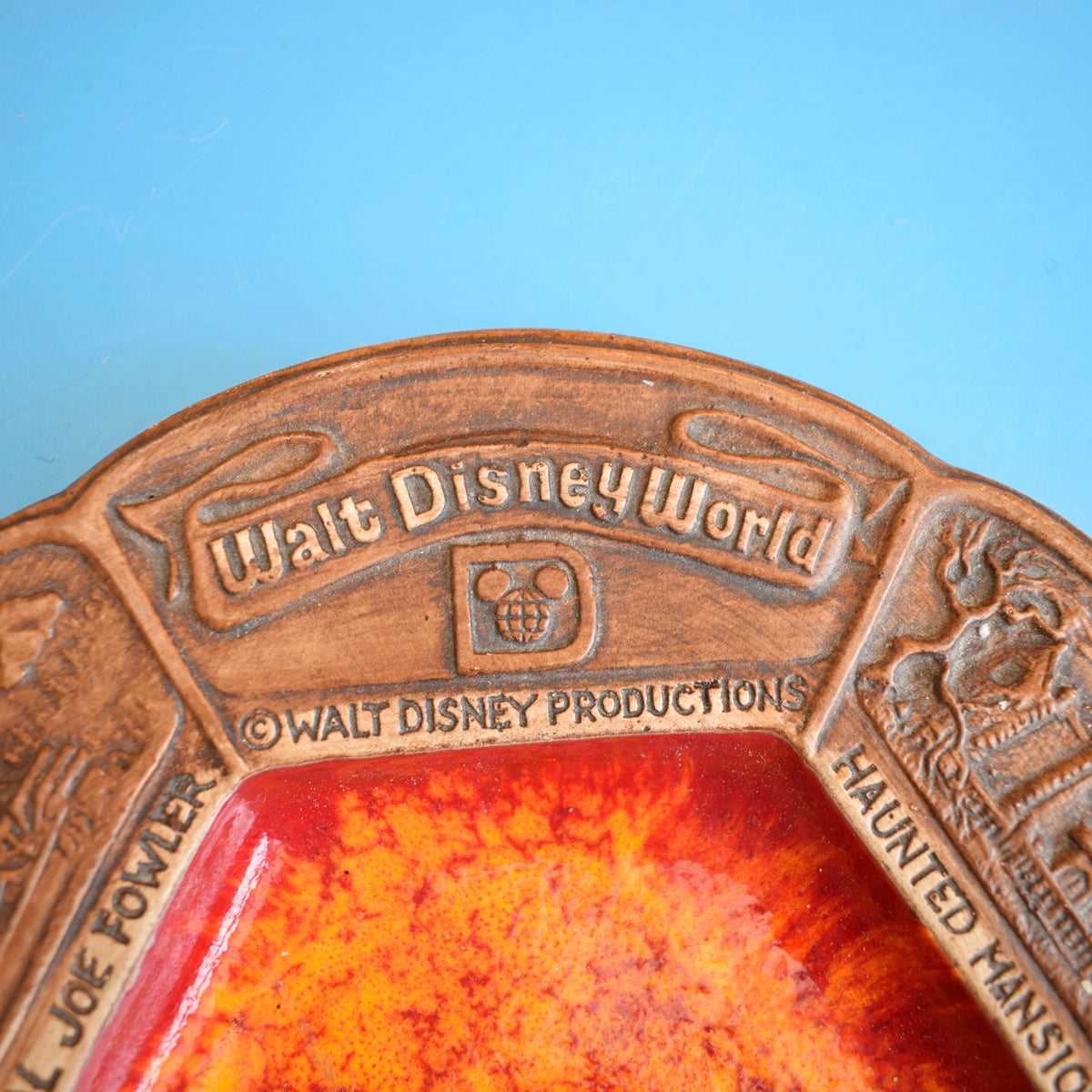 Vintage 1960s Disneyland Ceramic Dish - Orange & Brown by Pineapple Retro