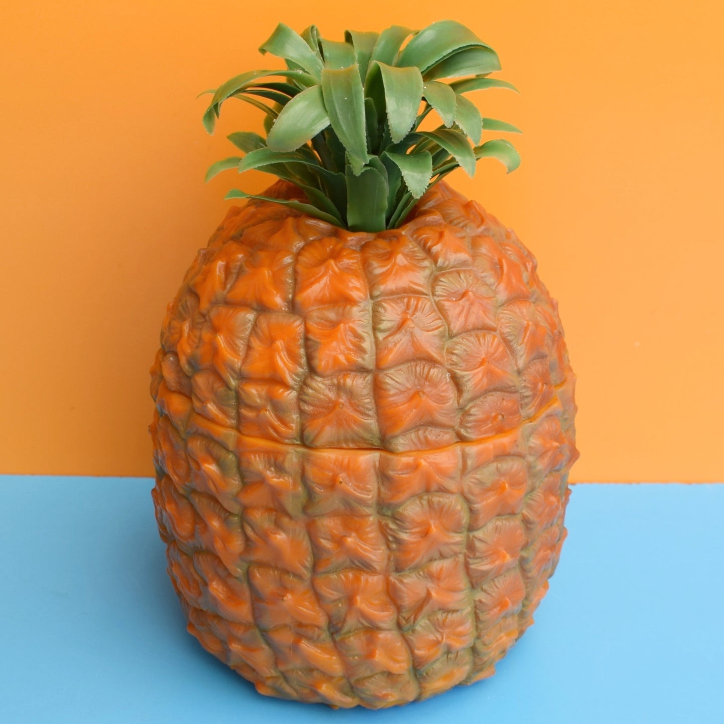 Vintage 1960s Plastic Pineapple Ice Bucket - Orange / Yellow