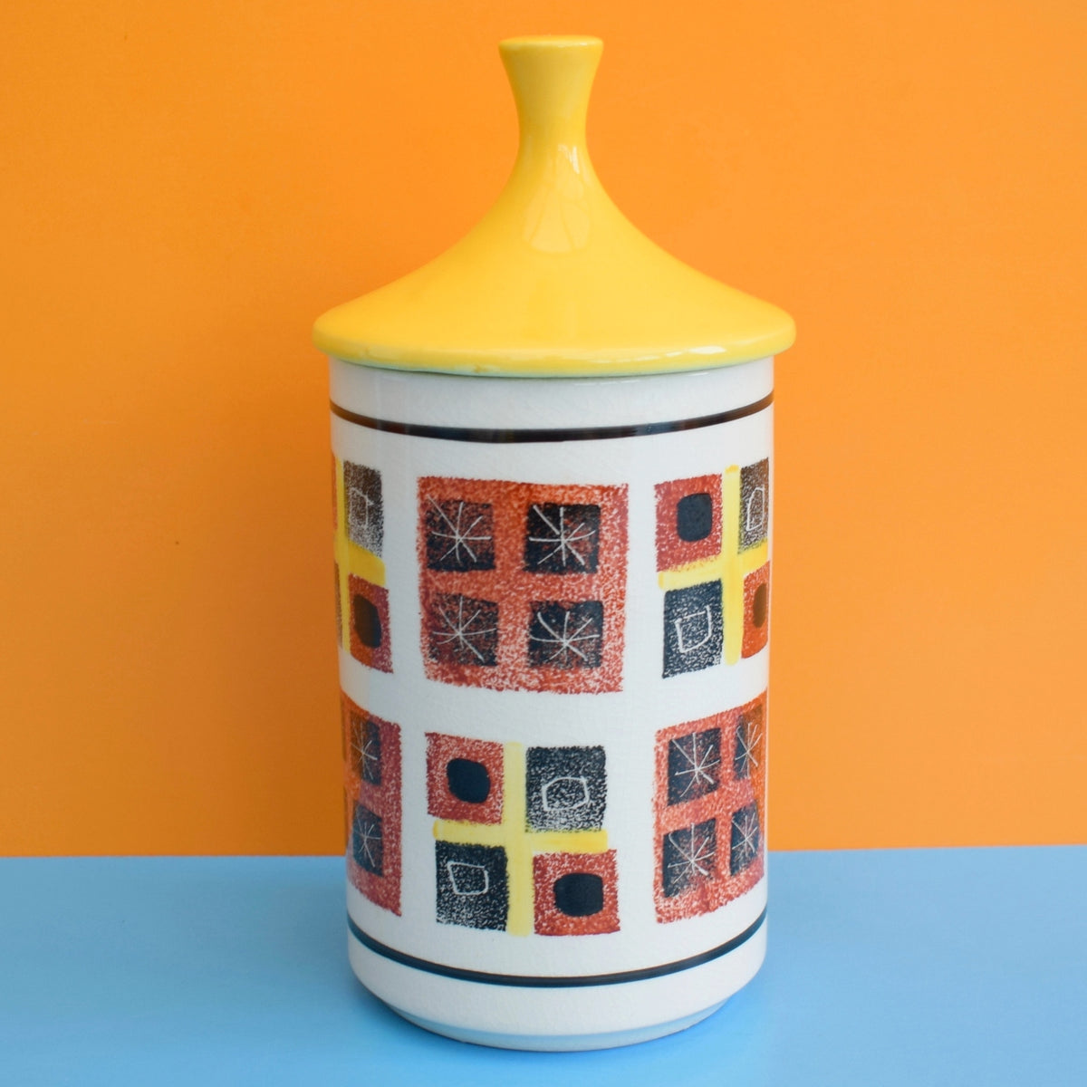 Vintage 1960s Flour Jar - Arthur Wood - Conical Lid / Geometric Pattern by Pineapple Retro